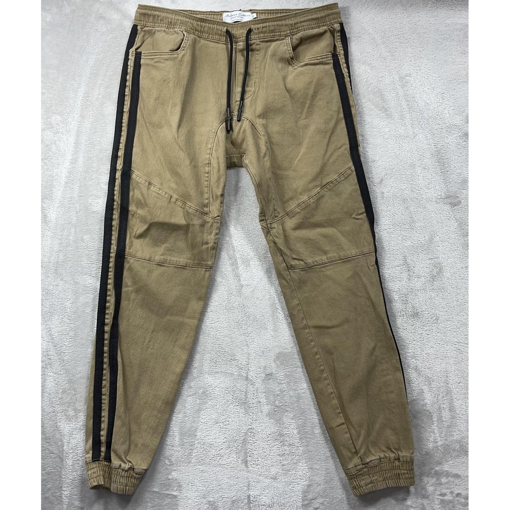 Modern Culture‎ Jogger Pants Mens Small Beige Stretch Elastic Waist Cuffed